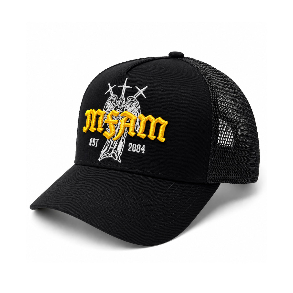 INFAMOUS™ Snapback Trucker Hat - Angel - Black/Gold