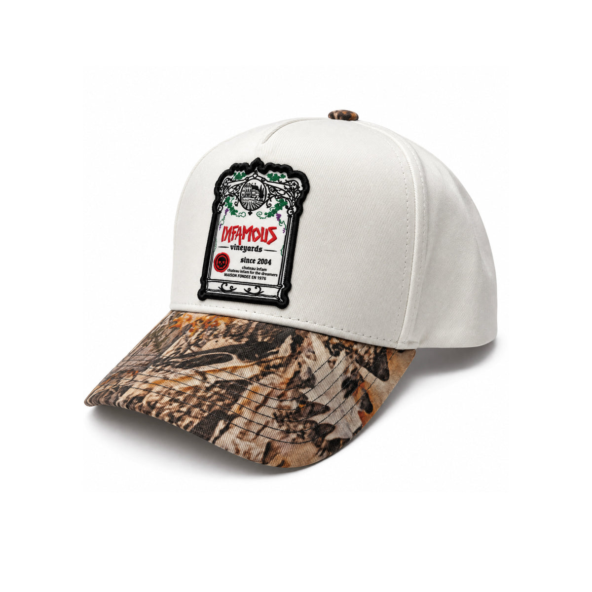 INFAMOUS™ Snapback Hat - Vineyards - White/Camo