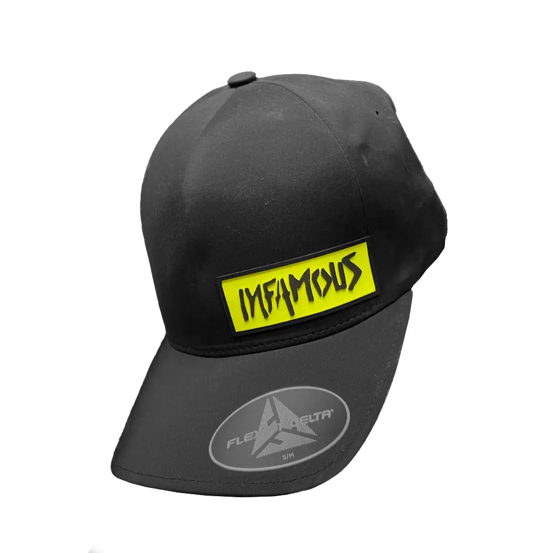 Seamless Hat - Rectangle Infamous Logo Black / Volt Infamous Paintball