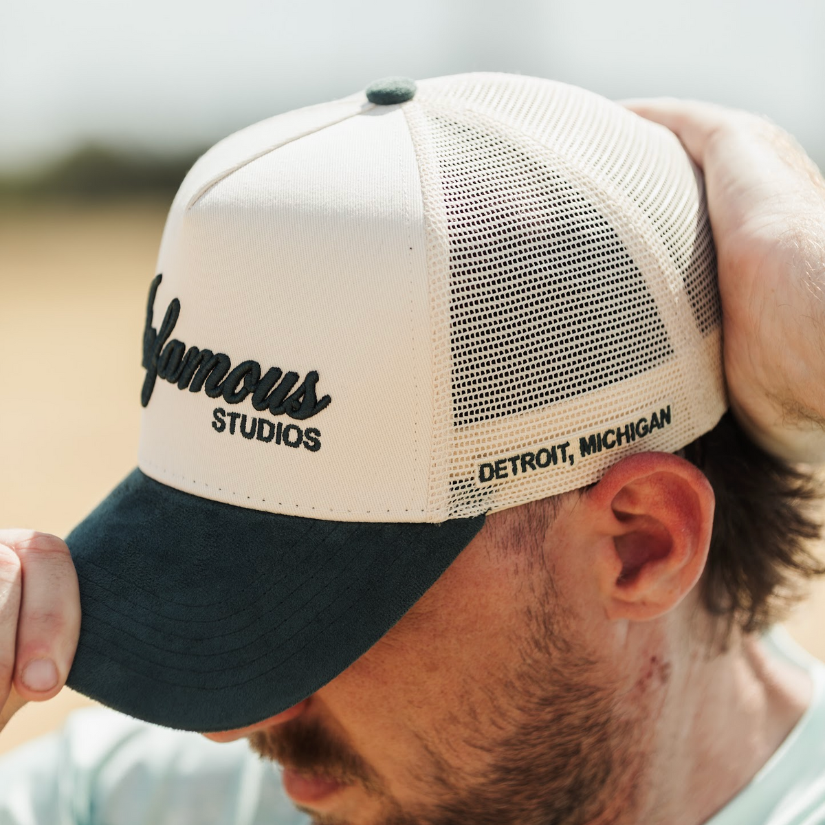 INFAMOUS™ Snapback Suede Hat - Studios - Neutral/Forest