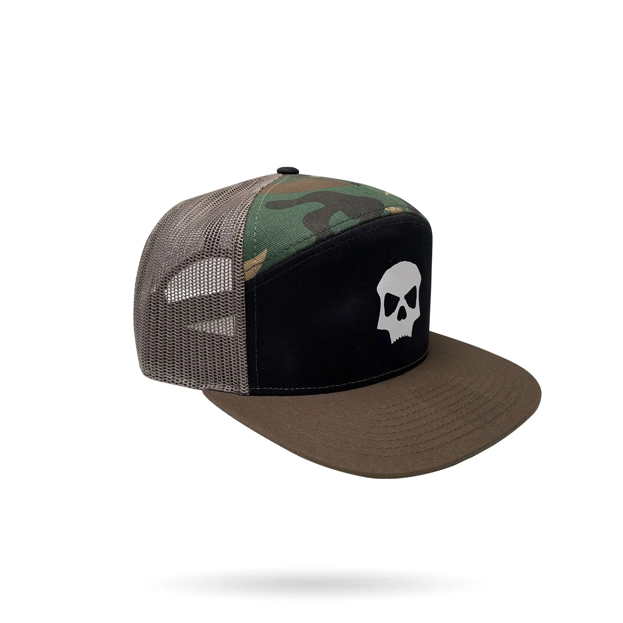 SKULL 7 Panel Adjustable Hat - Camo Infamous Paintball