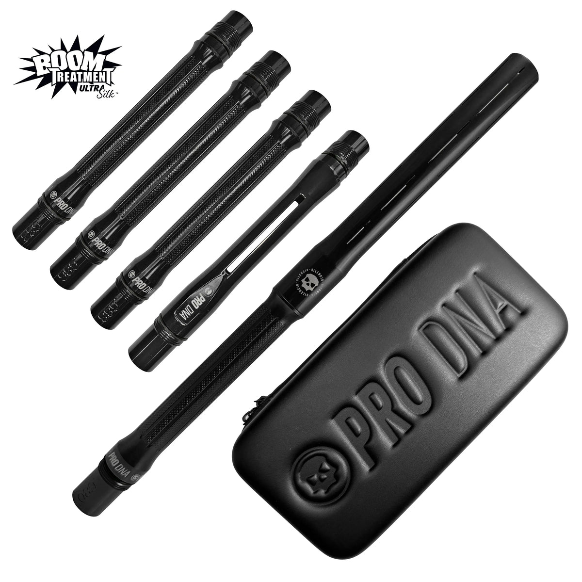 PRO DNA SILENCIO™ &quot;BOOM TREATED&quot; BARREL KIT - GLOSS BLACK - COCKER THREAD Infamous Paintball