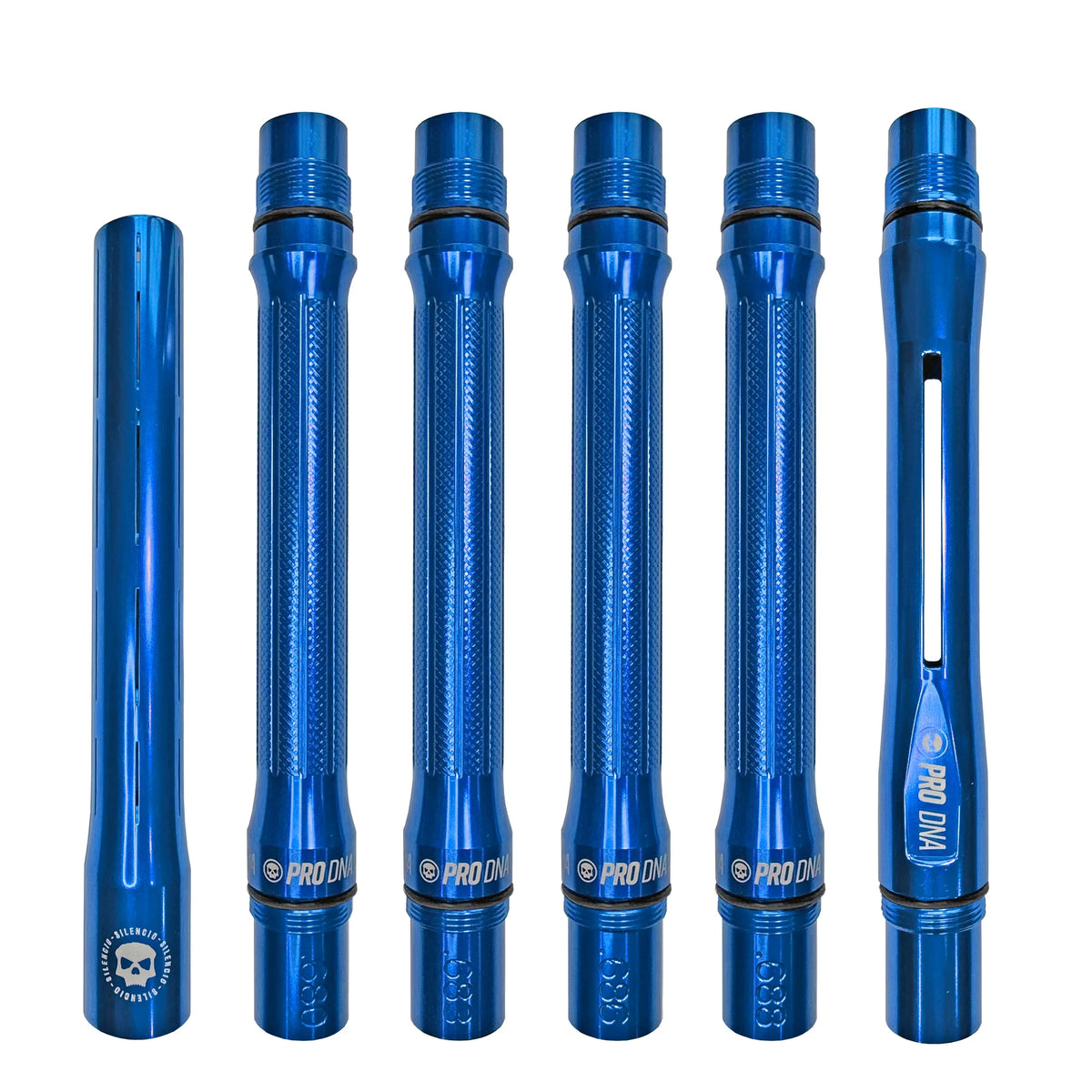 PRO DNA SILENCIO™ BARREL KIT - GLOSS BLUE - COCKER THREAD Infamous Paintball