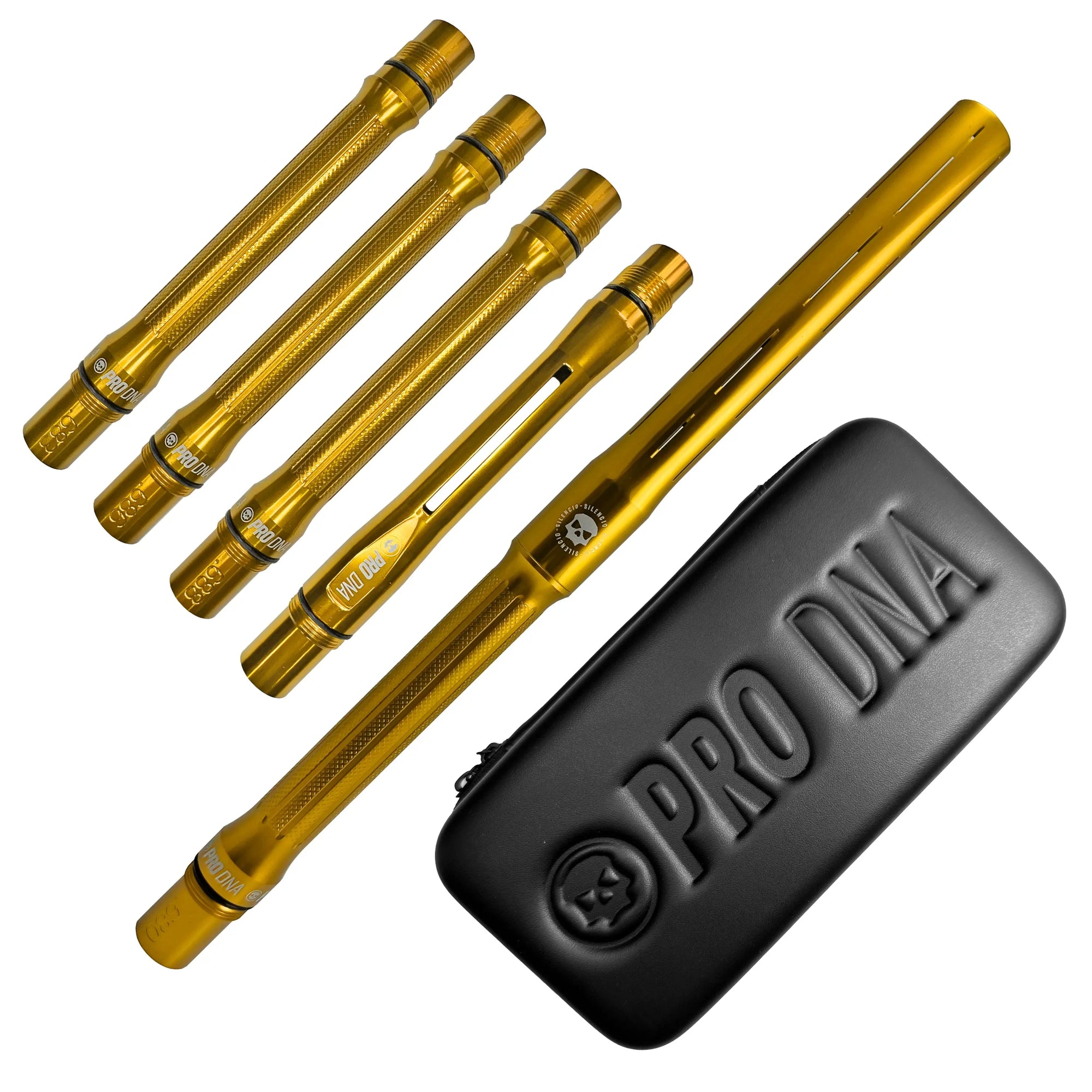 PRO DNA SILENCIO™ BARREL KIT - GLOSS GOLD - COCKER THREAD Infamous Paintball