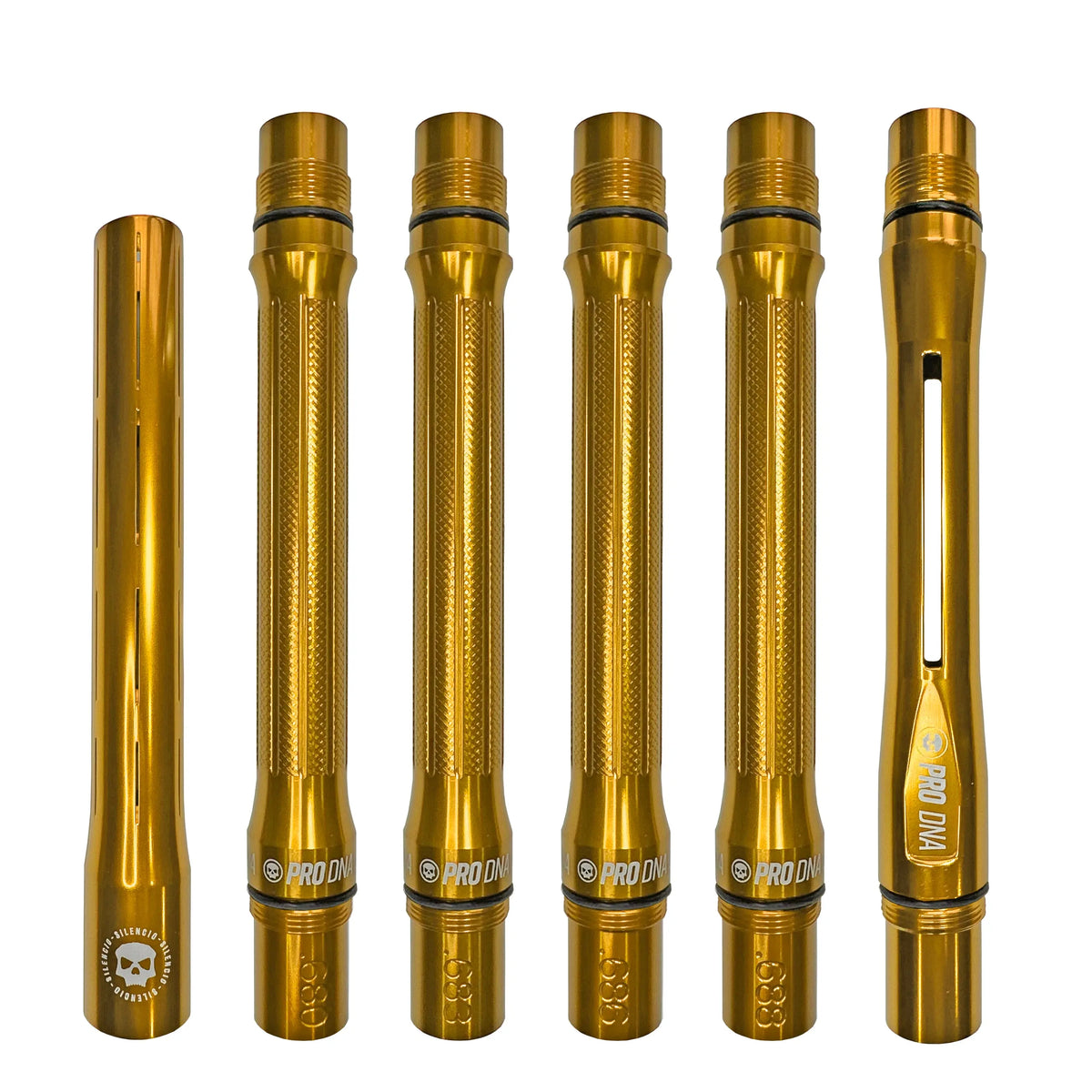 PRO DNA SILENCIO™ BARREL KIT - GLOSS GOLD - COCKER THREAD Infamous Paintball